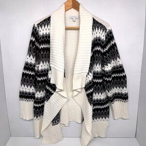 Fashion Bug Cardigan Sweater Open Front White Black Gray Women's Size 1X